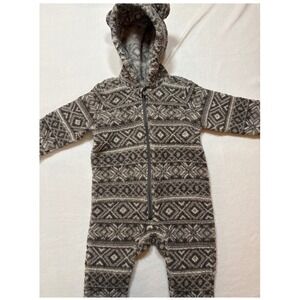 Old Navy Baby Boys Girls Fleece Footed Pajama‎ Sleepsuit Bear Hood 6 12 M